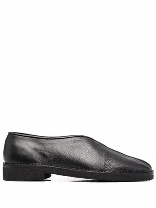 Grained Leather Slippers