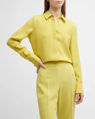 Scottie Silk Button-Down Blouse