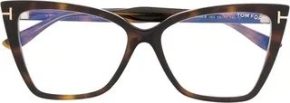 Tortoiseshell-Effect Geometric-Frame Glasses