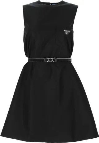 Prada Logo Plaque Mini Dress