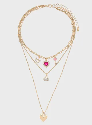 Layered Heart Pendant Necklace