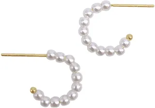 Pearl Beaded Huggie Hoop Earrings