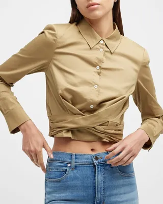 Veroy Wrapped Button-Front Crop Shirt