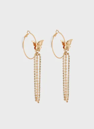 Crystal Butterfly Drop Earrings