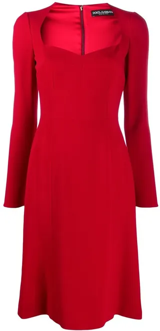 V-neck midi dress