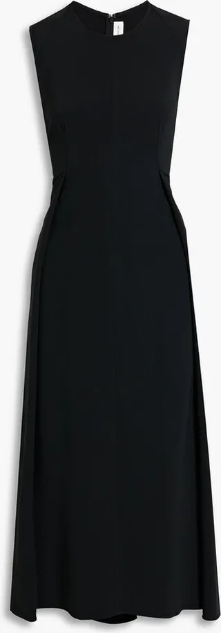 Pleated crepe midi dress