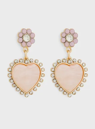 Embellish Heart Shaped Drop Earrings