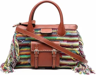 Fringed Woven Tote Bag