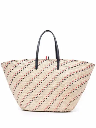 RWB-stripe embroidered tote bag