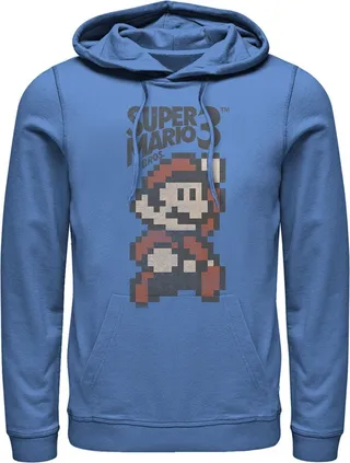 Men's Nintendo Super Mario Cartridge Cover Pull Over Hoodie - Royal Blue - Medium