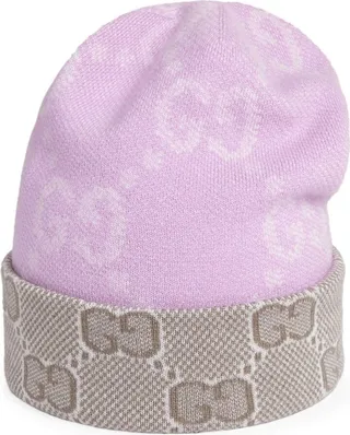 Monogram-Jacquard Reversible Wool Beanie