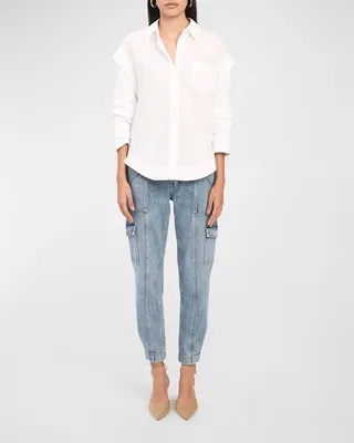 Marley Button-Front Ruched Sleeve Shirt