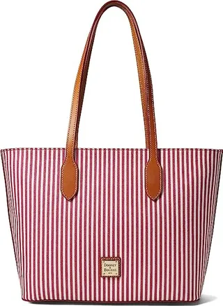 Dooney & Bourke Stripe Tote (Fuchsia) Handbags