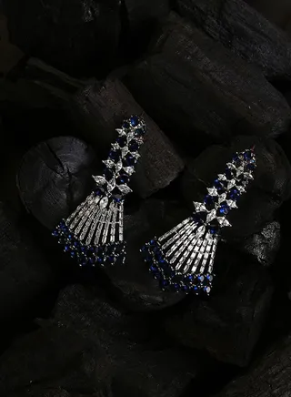 Silver Plated Designer Stone Drop Earring
