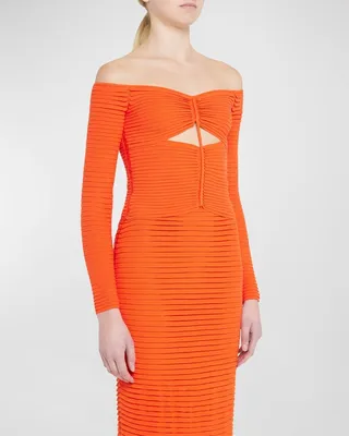 Adan Ribbed Off-Shoulder Top with Cutout