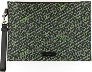 Versace La Greca Pattern Zipped Clutch Bag