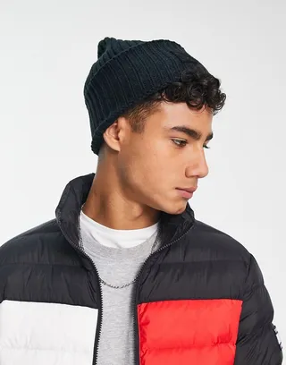 Only & Sons heavy knit beanie in navy