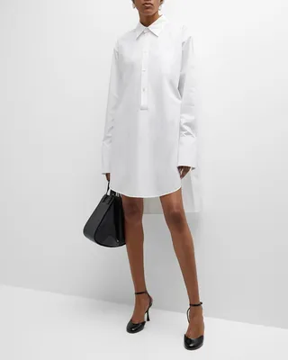 Half-Button Cotton Shirtdress