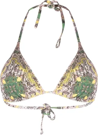 Paisley-Print Triangle Bikini Top