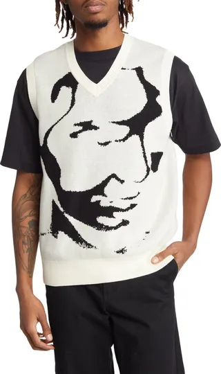 Defaced V-Neck Sweater Vest