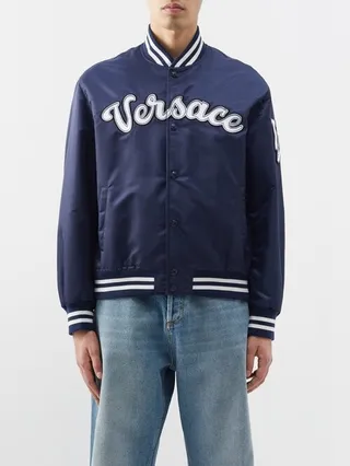Logo-appliquéd Varsity Bomber Jacket