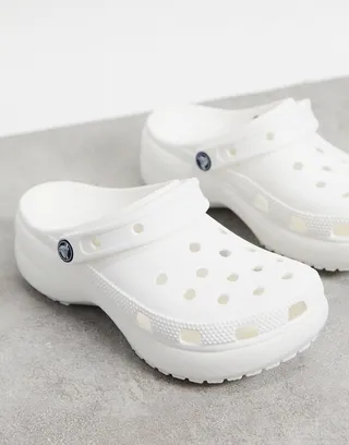 Crocs classic platform clogs in white