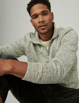 Lucky Brand Mens Los Feliz Fleece Half Zip Mock Neck