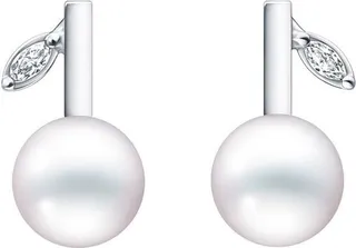 18kt white gold Kugel pearl and diamond earrings