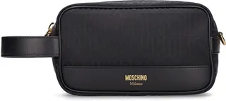 Moschino logo jacquard toiletry bag