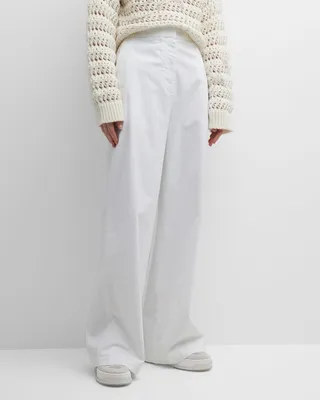 Garment-Dyed High-Rise Wide-Leg Trousers