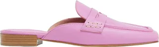Leather Square Toe Penny Loafers Mules & Clogs Light Purple