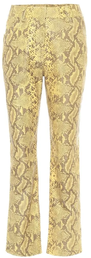 High-rise straight leather pants