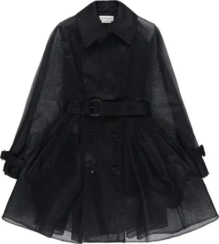 Exploded tulle trench coat
