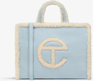 Womens Blue Medium Suede Tote bag