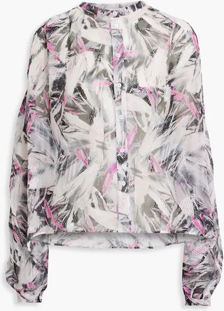 Paulhi fil coupé printed silk-blend blouse
