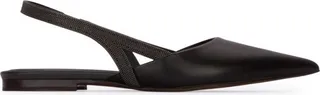 Brunello Cucinelli Monili-Chain Pointed Toe Ballerina Shoes