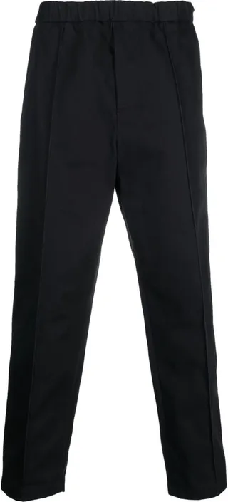 Elasticated-Waist Straight-Leg Trousers