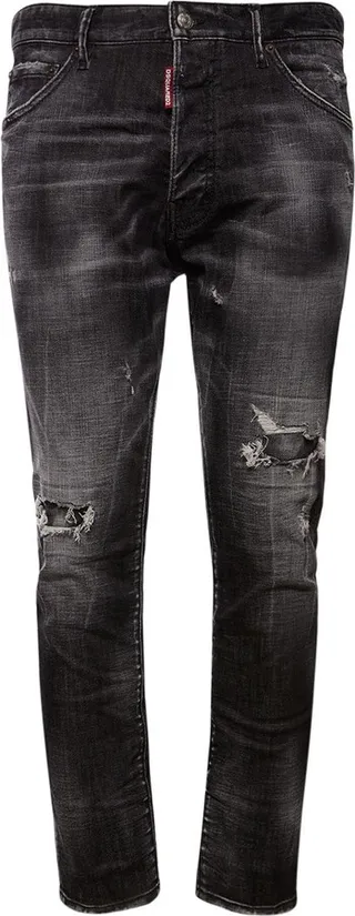 Relax crotch stretch black denim jeans