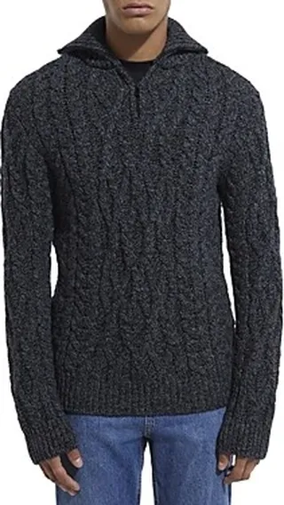 The Kooples Quarter Zip Cable Knit Sweater