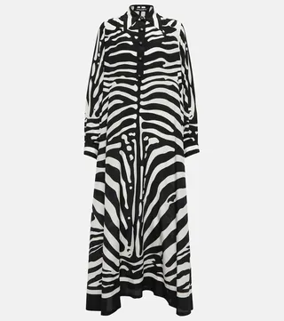 Zebra silk crepe de chine shirt dress