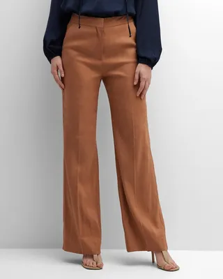 Oona Wide-Leg Linen-Blend Pants
