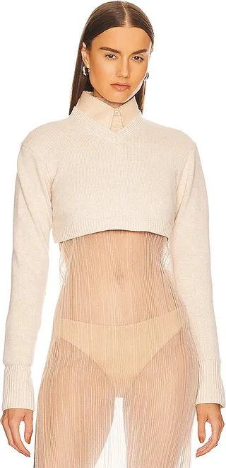 Patton Micro Cropped V Neck Sweater