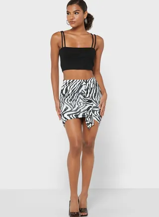 Ruched Drape Panel Skirt