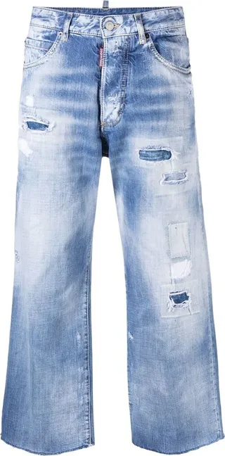 Ripped-Detail Denim Jeans