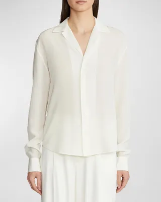 Darien Crepe De Chine Collared Shirt
