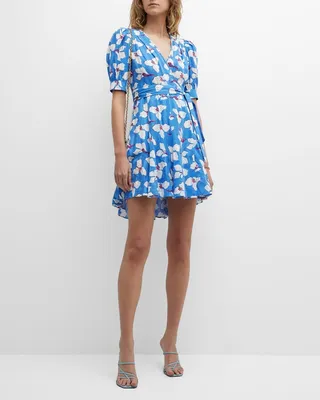 Elodie Puff-Sleeve Floral-Print Mini Dress