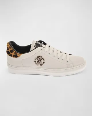 Men's Logo Leather Low-Top Sneakers