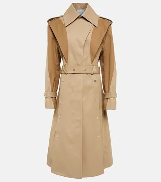 Paneled cotton-blend gabardine trench coat
