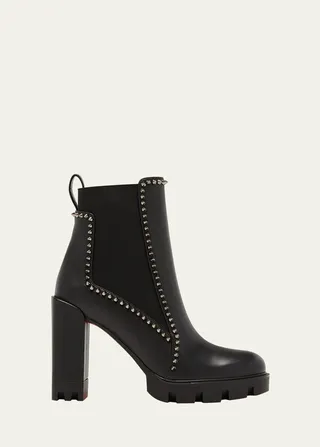 Spike Leather Chelsea Red Sole Booties