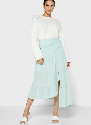 Tiered Textured Skirt